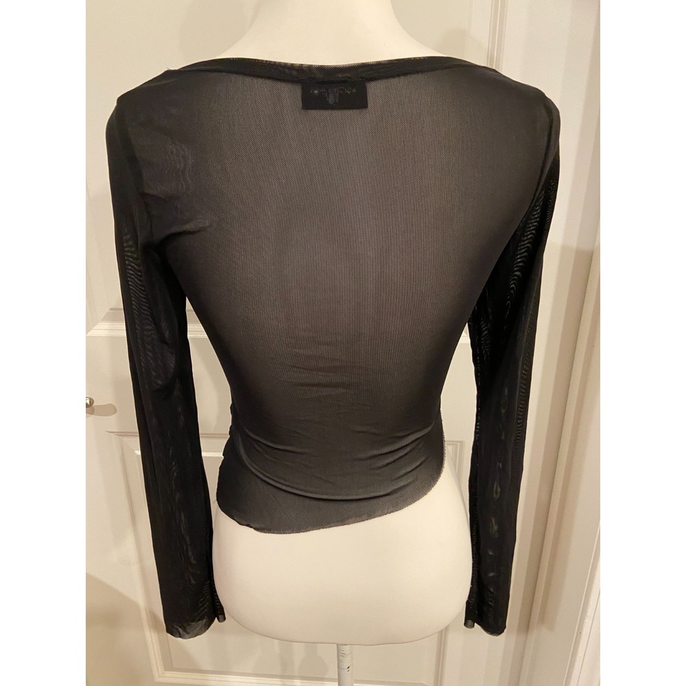White Fox Boutique Black Sheer Mesh Bias Cut Whimsigoth Sexy Womens Top sz M - Picture 5 of 5